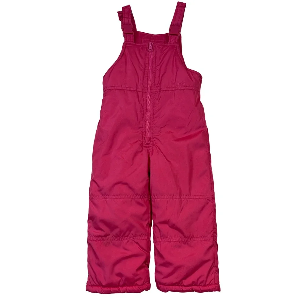Carters Toddler Girls Pink Snow Bib Insulated Winter Overalls‎ Size 3T Sledding
